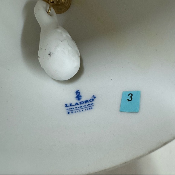 Lladro Christmas Bell Ornament 1988 Vintage White & Green Signed - Picture 9 of 12